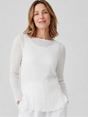 Eileen Fisher Silk Georgette Lagenlook Top